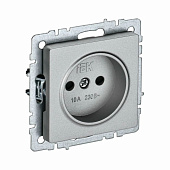 Розетка Brite 1-местная без заземления, с защитными шторками 10А алюминий IEK РСш10-2-БрА