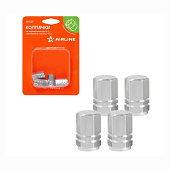 Колпачки на шинный вентиль K-1, серебряные, металл, 4 шт., Airline (арт. AVC07)