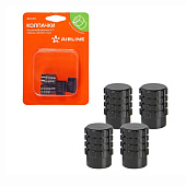 Колпачки на шинный вентиль K-7, черные, металл, 4 шт., Airline (арт. AVC30)