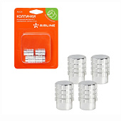 Колпачки на шинный вентиль K-7, серебряные, металл, 4 шт., Airline (арт. AVC31)