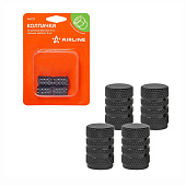 Колпачки на шинный вентиль K-2, черные, металл, 4 шт., Airline (арт. AVC11)