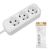 Удлинитель 3 гнезда, 1,5 метра, с/з, выкл., 16 А, 3680 Вт, белый, НАРОДНЫЙ У1-33058 (Ун1 331-0001)