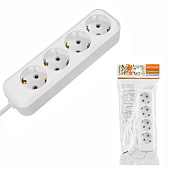 Удлинитель 4 гнезда, 5 метров, с/з, 16 А, 3680 Вт, белый, НАРОДНЫЙ У1-43053 (Ун1 430-0001)