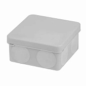 Распаячная коробка, двухкомпонентная, ОП 100х100х50 мм, IP66, 8 вх., серая, инд. штрихкод TDM