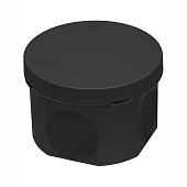 Распаячная коробка, двухкомпонентная, ОП D70х50 мм, IP66, 4 вх., черная, инд. штрихкод TDM