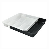 Лоток раздвижной для столовых приборов белый/серый