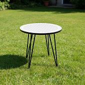 Стол кофейный металлический, бело_серый  JHT2511