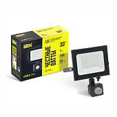Прожектор светодиодный 30Вт 6500К 2400Лм черный с датчиком движения IP54 СДО-6 IEK (1/20)