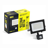 Прожектор светодиодный 50Вт 6500К 4000Лм черный с датчиком движения IP54 СДО-6 IEK