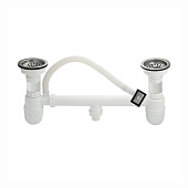 Сифон для мойки двойной, большая горловина с переливом Санакс 4010